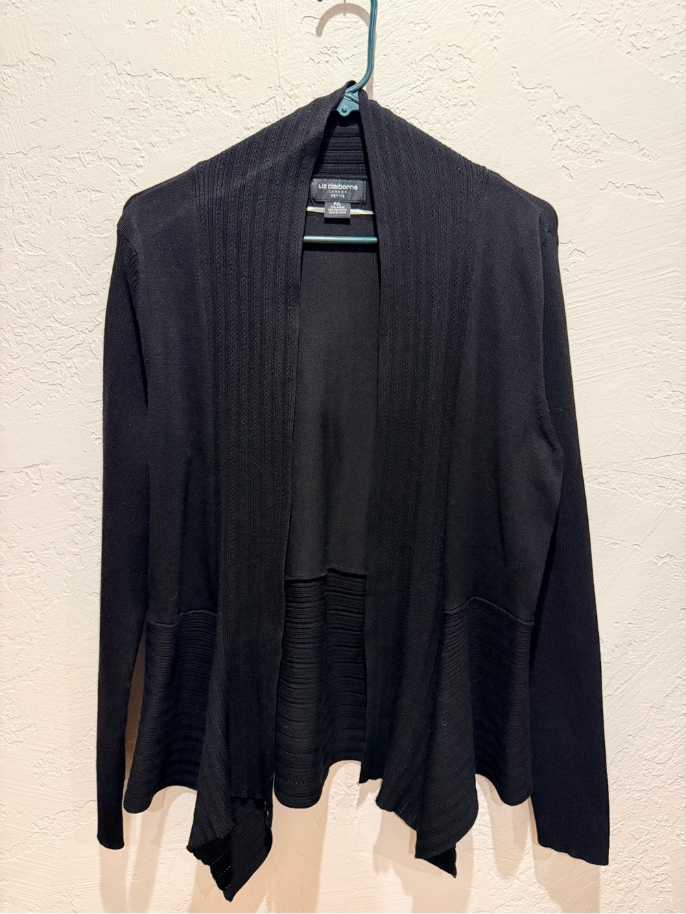 Liz Claiborne Black Open-Front Knit Blazer